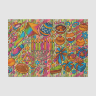 Papel De Seda Fun Hanukkah Motifs All Blue