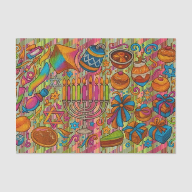 Papel De Seda Fun Hanukkah Motifs All Blue (Anverso)