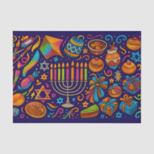 Papel De Seda Fun Hanukkah Motifs De Colores Brillantes