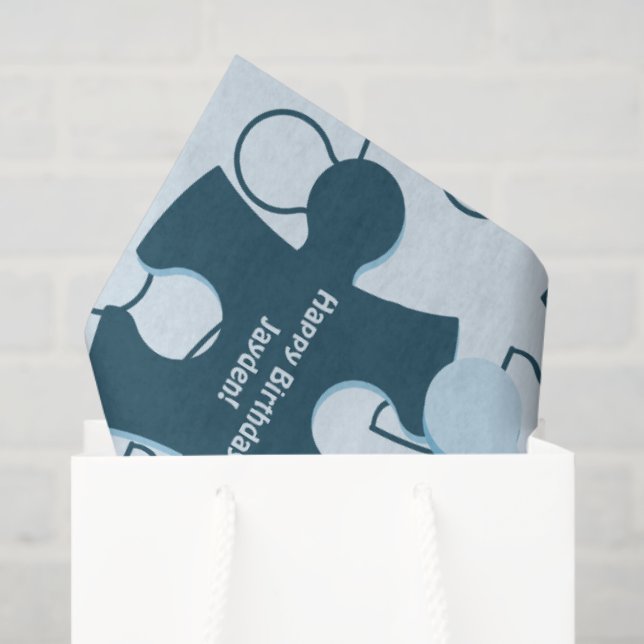 Papel De Seda Fun Jigsaw Puzzle Happy Birthday Custom Name (Bolsa de regalo)