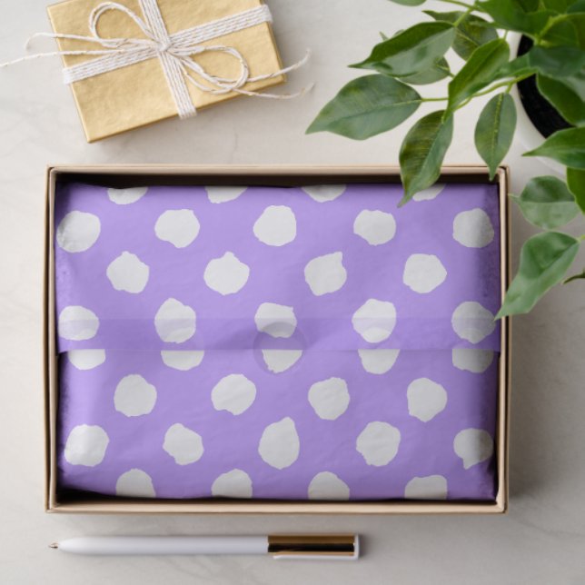 Papel De Seda Fun Purple With Irregular White Polka Dots (Regalo )