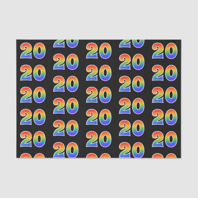 Papel De Seda Fun Rainbow Spectrum Pattern "20" Número de evento (Anverso)