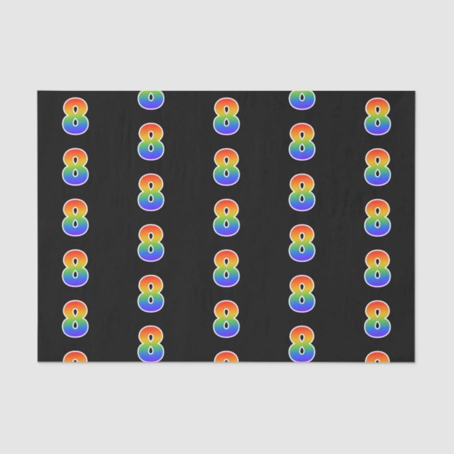Papel De Seda Fun Rainbow Spectrum Pattern "8" Número de evento (Anverso)