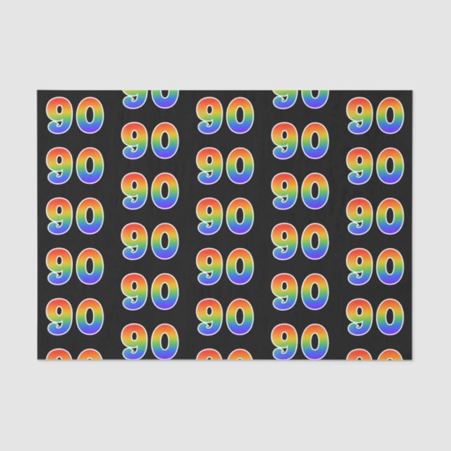 Papel De Seda Fun Rainbow Spectrum Pattern "90" Número de evento (Anverso)