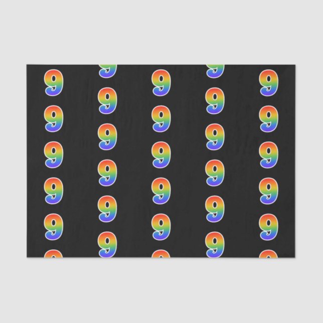 Papel De Seda Fun Rainbow Spectrum Pattern "9" Número de evento (Anverso)