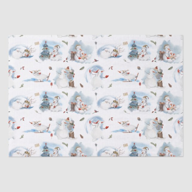 Papel De Seda Fun Winter Snowman Kids Personalizado Pattern (Anverso)