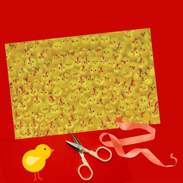 Papel De Seda Fun Yellow Easter Chicks Patrón Brillante (Fun, yellow tissue paper. Great for Easter or spring gifting.)