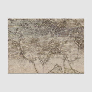 Papel De Seda Funda de sirena Sepia Brown Nautical Ocean Waves D