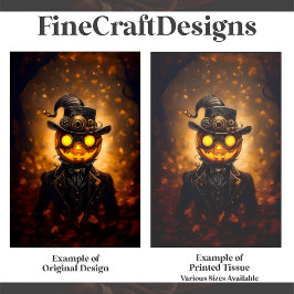 Papel De Seda Fundido Steampunk Halloween Calabaza Hombre F1L De