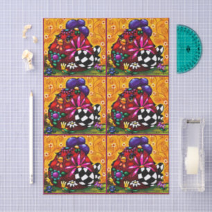 Papel De Seda Funky Chunky Floral Pollo colorido Desnudo