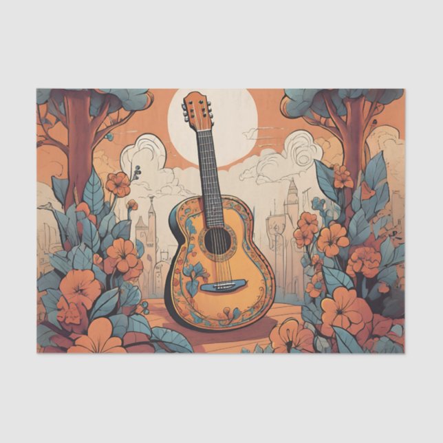 Papel De Seda Funky Guitar Decoupage Tissue Paper (Anverso)