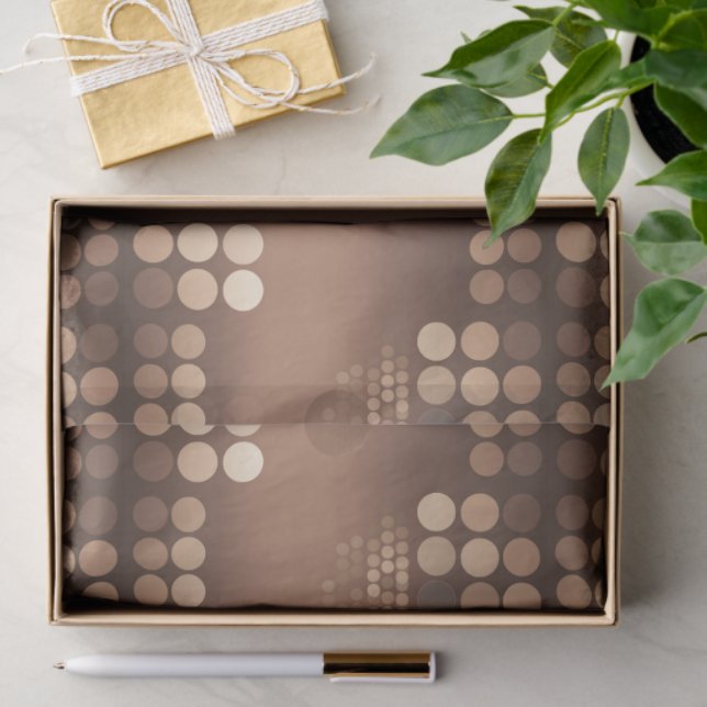 Papel De Seda Funky Mocha Latte Bokeh Dots (Regalo )