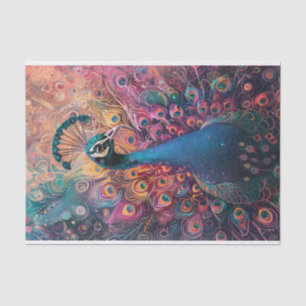 Papel De Seda Funky Peacock Colorful Feathers Decoupage