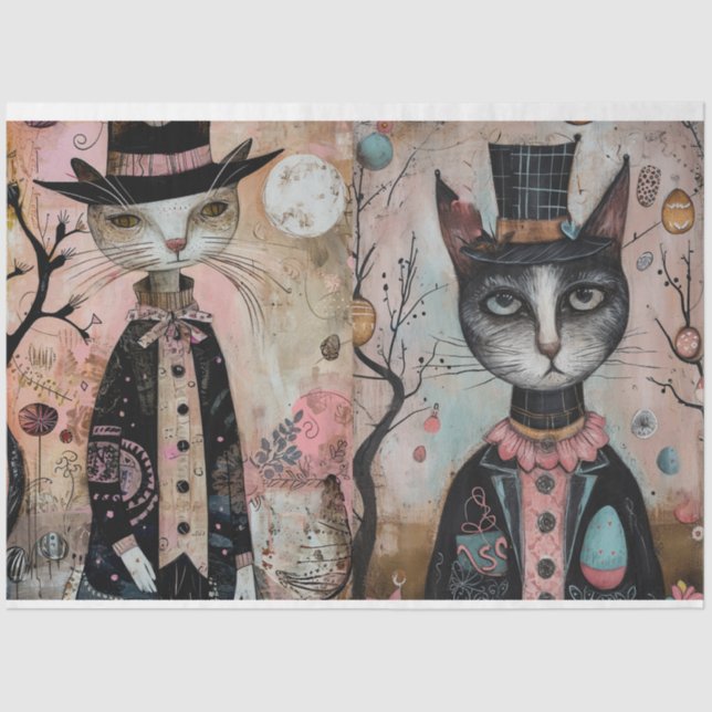 Papel De Seda Funky Wired Cats Decoupage (Anverso)