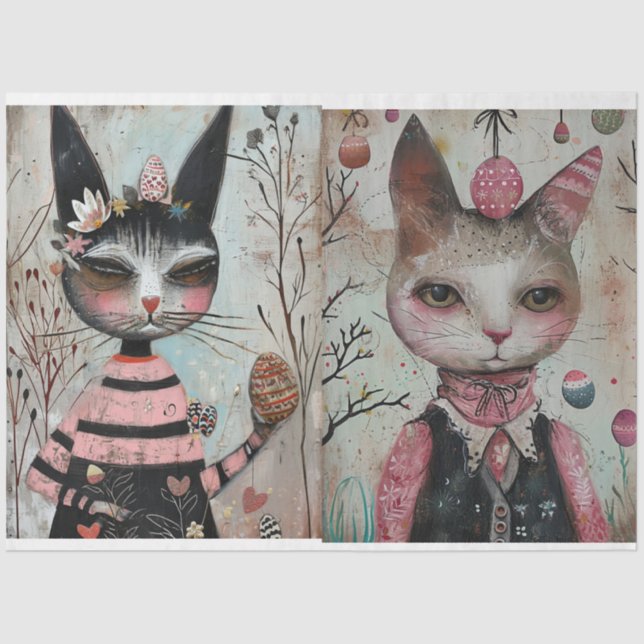 Papel De Seda Funky Wired Cats Decoupage (Anverso)