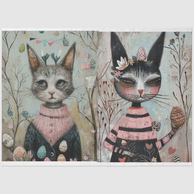Papel De Seda Funky Wired Cats Decoupage (Anverso)