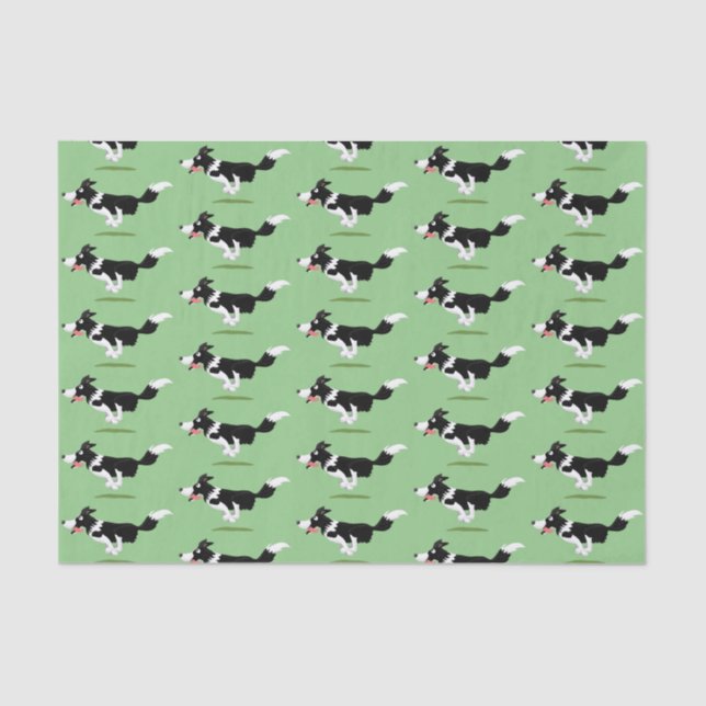 Papel De Seda Funny Border Collie perro corriendo personalizado (Anverso)