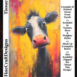 Papel De Seda Funny Cow Portrait in Bold Colors DZ4R Decoupage