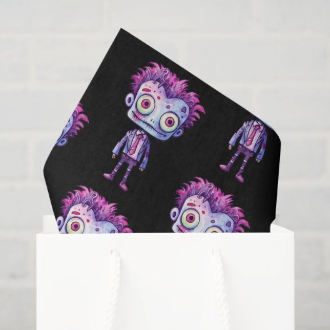 Papel De Seda Funny Frankenstein Monster Halloween Fun Pattern (Bolsa de regalo)