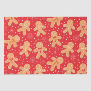 Papel De Seda Funny Gingerbread Man Cookies patrón en rojo