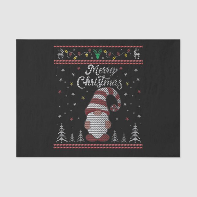 Papel De Seda Funny Gnome Merry Christmas (Anverso)