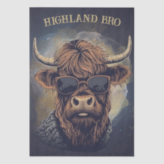 Papel De Seda Funny Highland Cow Wearing Sunglasses