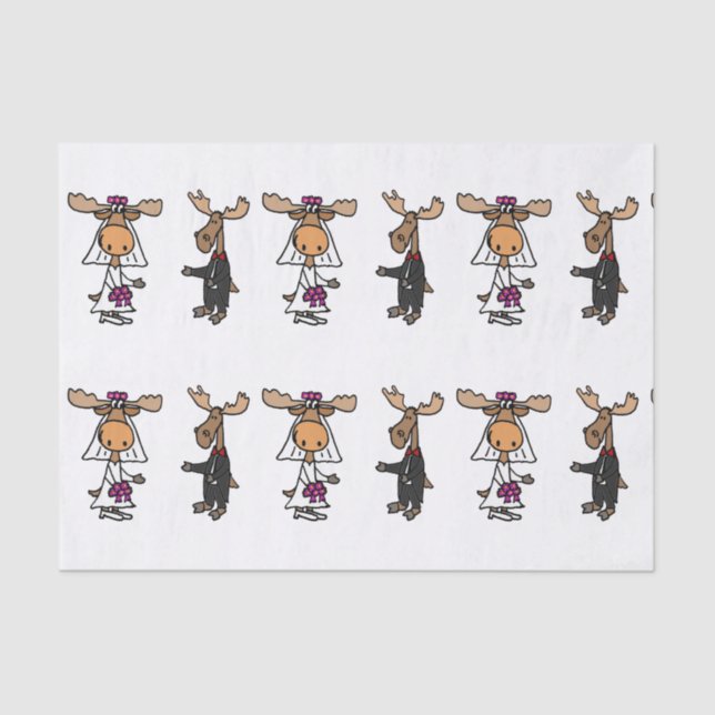 Papel De Seda Funny Moose Boda Tissue Paper (Anverso)