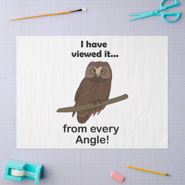 Papel De Seda Funny Owl Quote: I Have Viewed It from Every Angle (Artesanía)