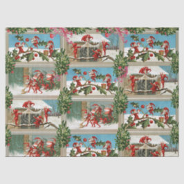 PAPEL DE SEDA FUNNY RED NAVIDADES ELVES, HOLLYBERRIES, MISTLETOR