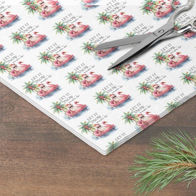 Papel De Seda Funny Santa Claus Tropical Beach Navidades (Funny Santa Claus Tropical Beach Christmas Tissue Paper )