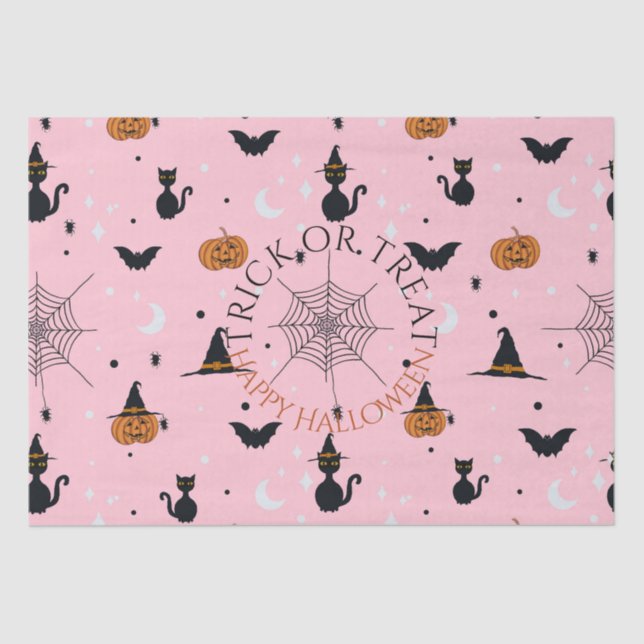 Papel De Seda Funny Spooky Halloween Pink Design (Anverso)