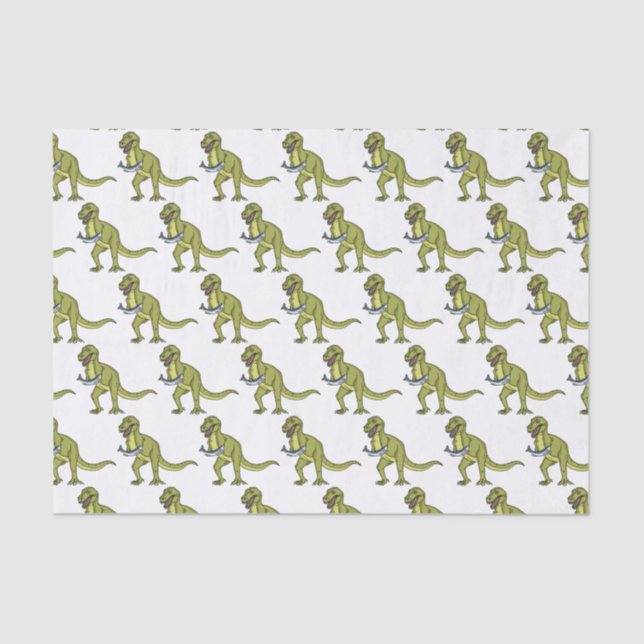Papel De Seda Funny T rex dinosaur ilustracion (Anverso)