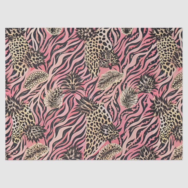 Papel De Seda Fusión de estampado animal rosa - Patrón continuo (Anverso)