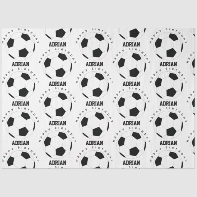Papel De Seda Fútbol baloncesto nombre personalizado cumpleaños (Anverso)