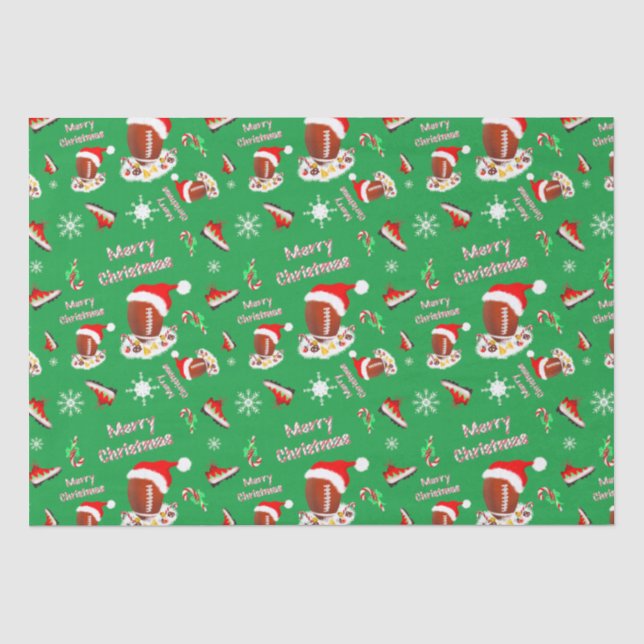 Papel De Seda Fútbol de Navidad con patrón de comida ligera  (Anverso)