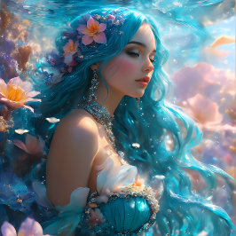 Papel De Seda Futuristic Icy Blue Mermaid decoupage Paper 