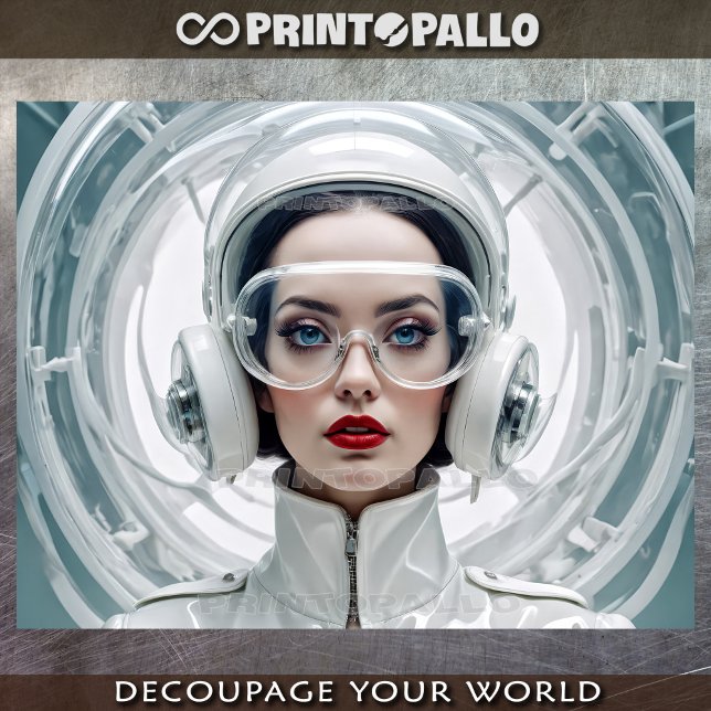 Papel De Seda Futuro retro, cibermujer en blanco (Subido por el creador)