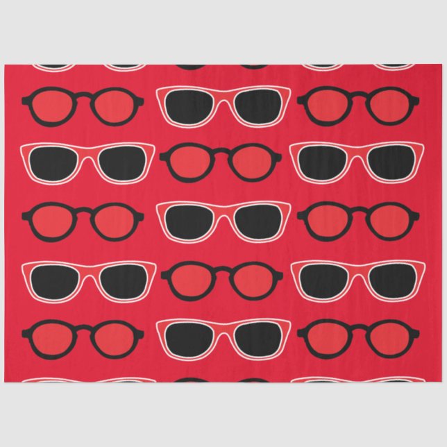 Papel De Seda Gafas de sol rojas y negras Patrón (Anverso)