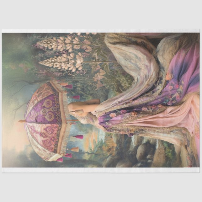 Papel De Seda Gala de jardín, mujer con sombrilla (Anverso)