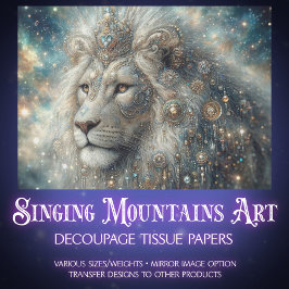 Papel De Seda Galactic Lion Portrait Decoupage