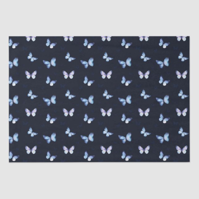 Papel De Seda Galaxia azul Fantasía mariposas (Anverso)