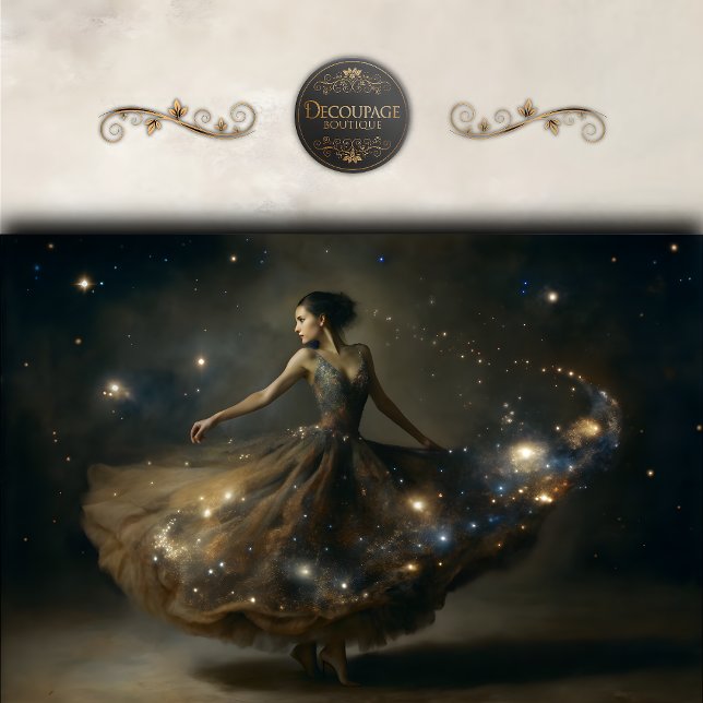 Papel De Seda Galaxia de Bailarina Celeste Decoupage (Celestial Dancer Galaxy Decoupage Tissue Paper)