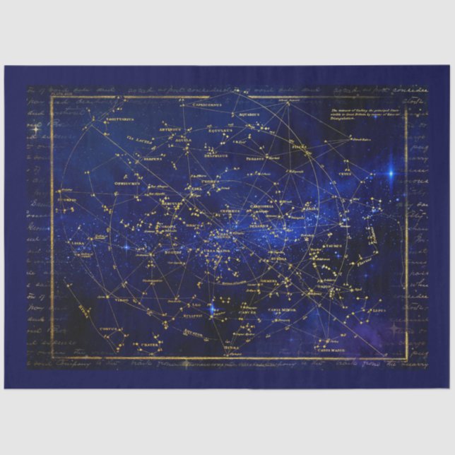 Papel De Seda Galaxia de Constelaciones Zodiacas (Anverso)