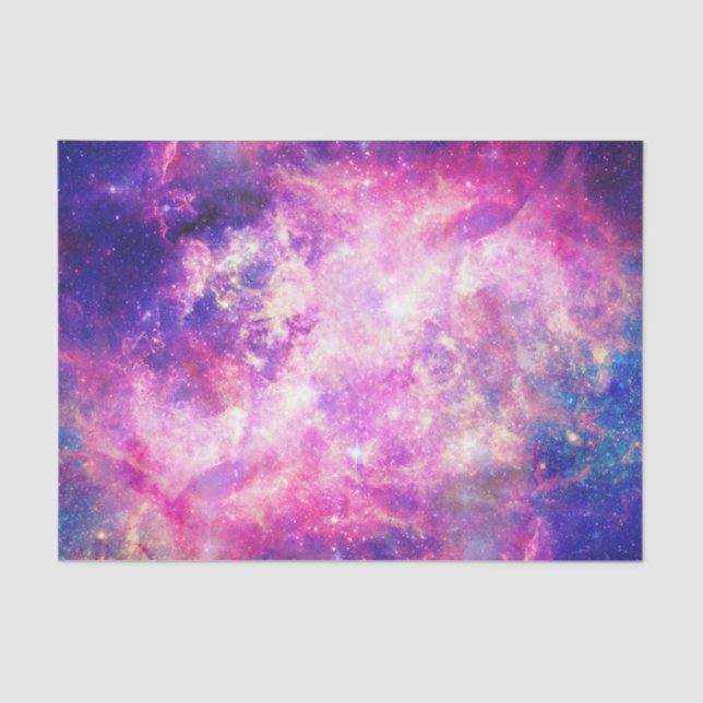 Papel De Seda Galaxia de Nebulosa del espacio púrpura Girly (Anverso)