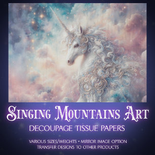 Papel De Seda Galaxia del Unicornio Místico Cielo Decoupage