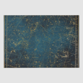 Papel De Seda Galaxia dorada azul de la constelación de mapas es