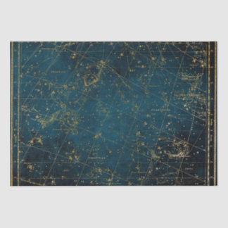 Papel De Seda Galaxia dorada azul de la constelación de mapas es