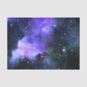 Papel De Seda Galaxia Espacial en Acuarela Estrellas Púrpura