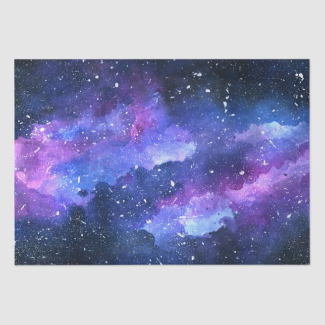 Papel De Seda Galaxia Espacio Universo Acuarela Púrpura (Anverso)