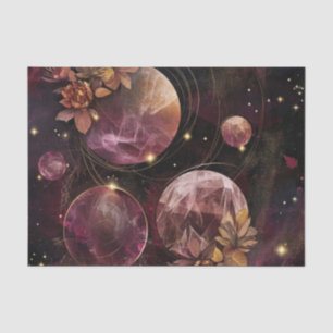 Papel De Seda Galaxia Mística Cristal Planetario Espacio Púrpura